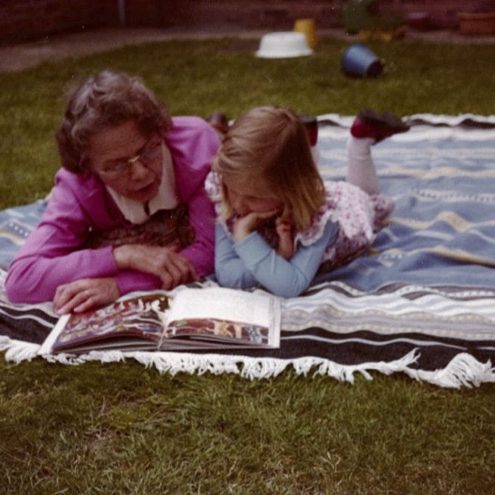 Grandma and Irma reading Grandma and Irma reading